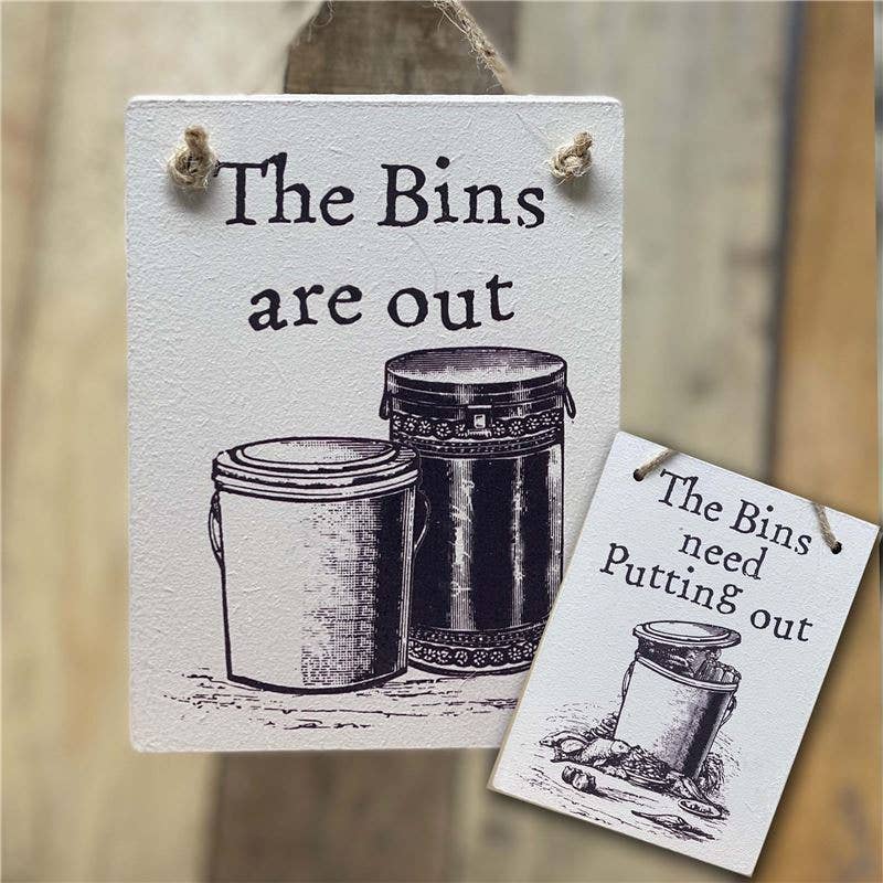 The Wooden Postcard Company - BINS OUT/NOT Double-sided wooden sign