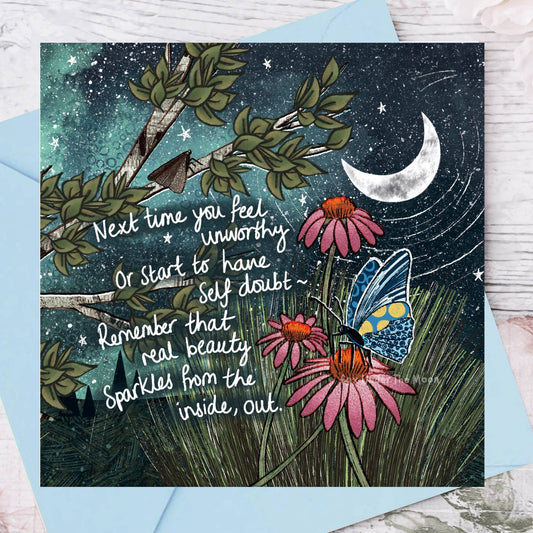 'Real Beauty' - Foiled Greeting Card by Fox Under The Moon