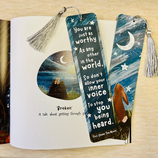 Fox Under The Moon - Rabbit Bookmark - One Step At A Time