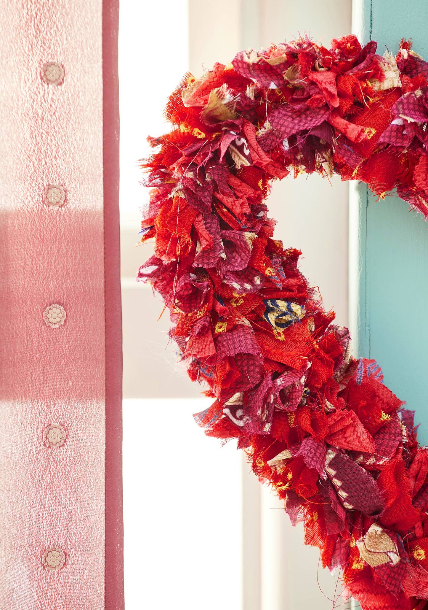 Namaste - Recycled Sari Wreath Red Heart