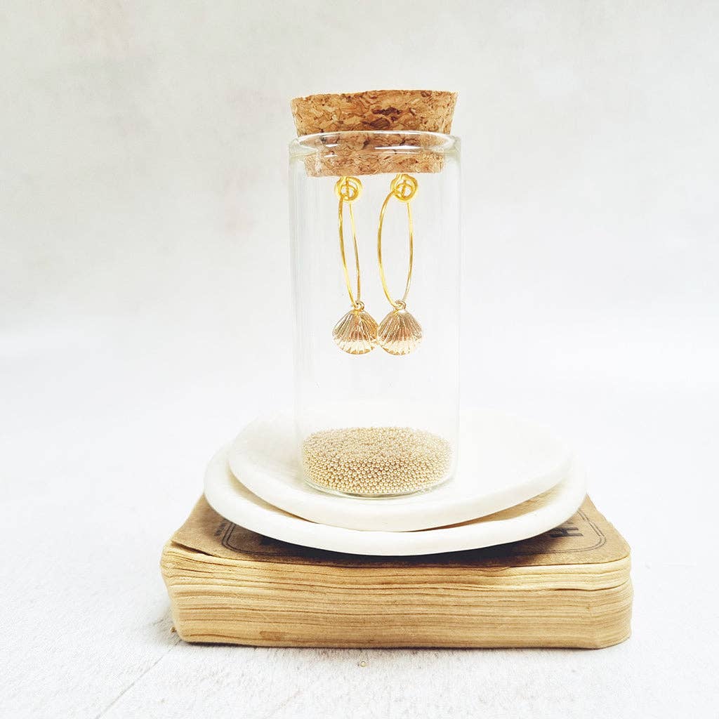 Zamsoe - Gold Plated Seashell Hoop Earrings.