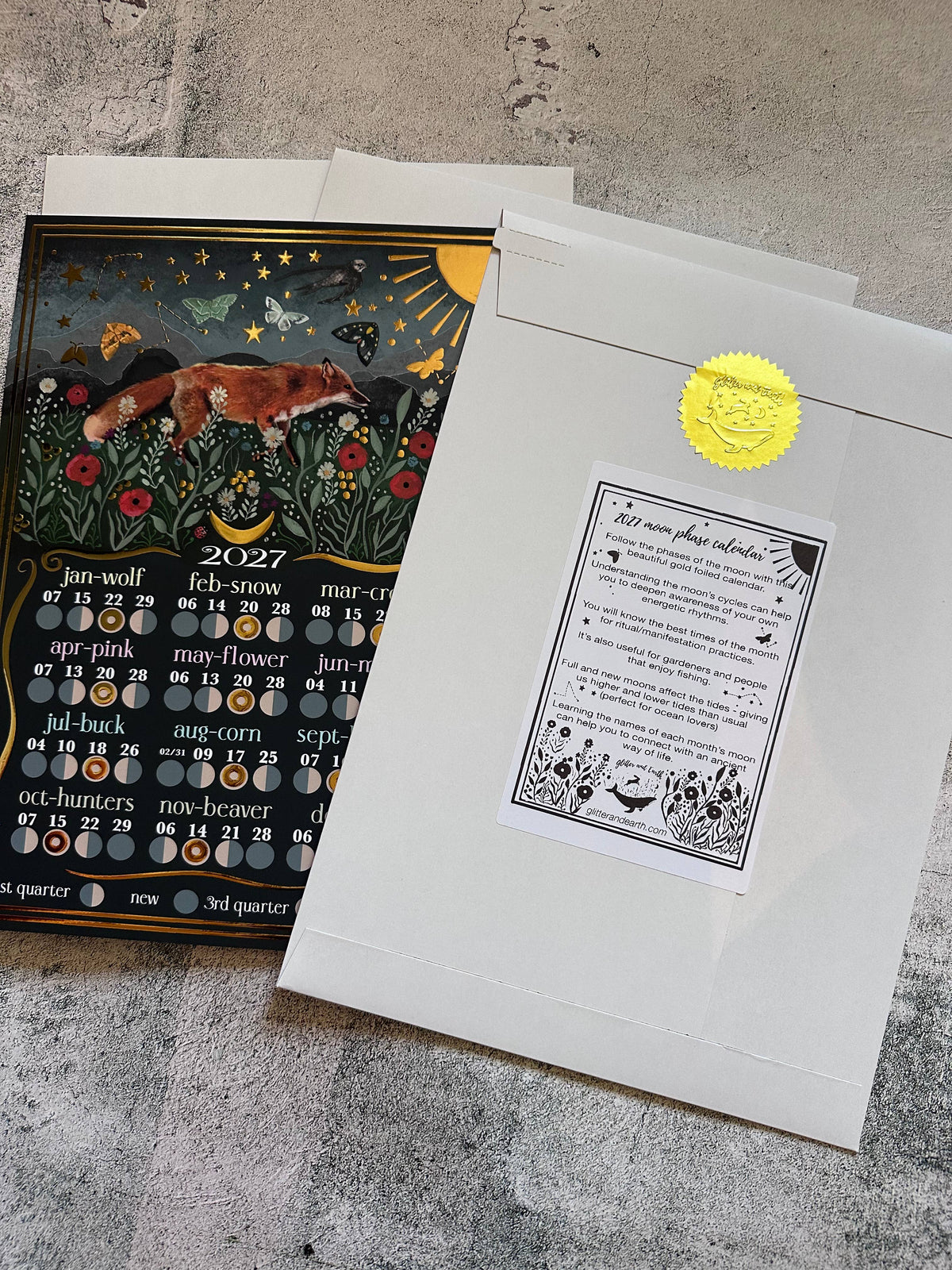 Glitter & Earth - A4 moon calendar 2027