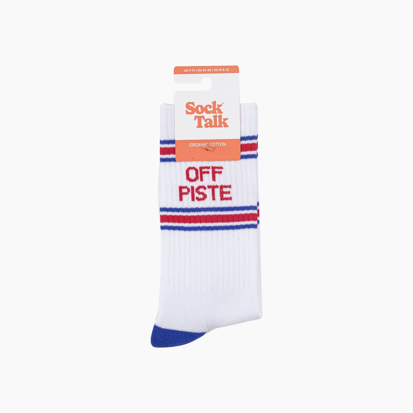 Off Piste Organic Cotton Sports Socks in White/Royal Blue