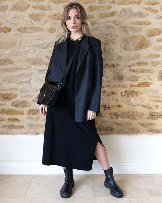 Ivy Megan Organic Cotton Black Midi Dress
