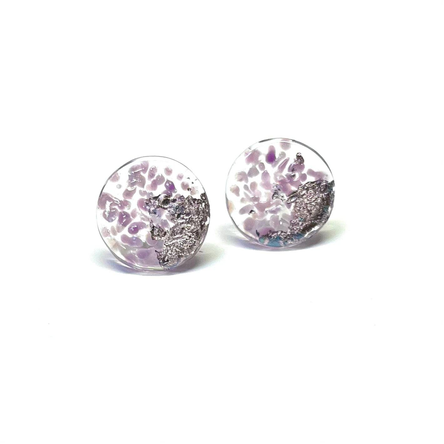 Helen Chalmers - Glass and Palladium Midi Studs, Lavender