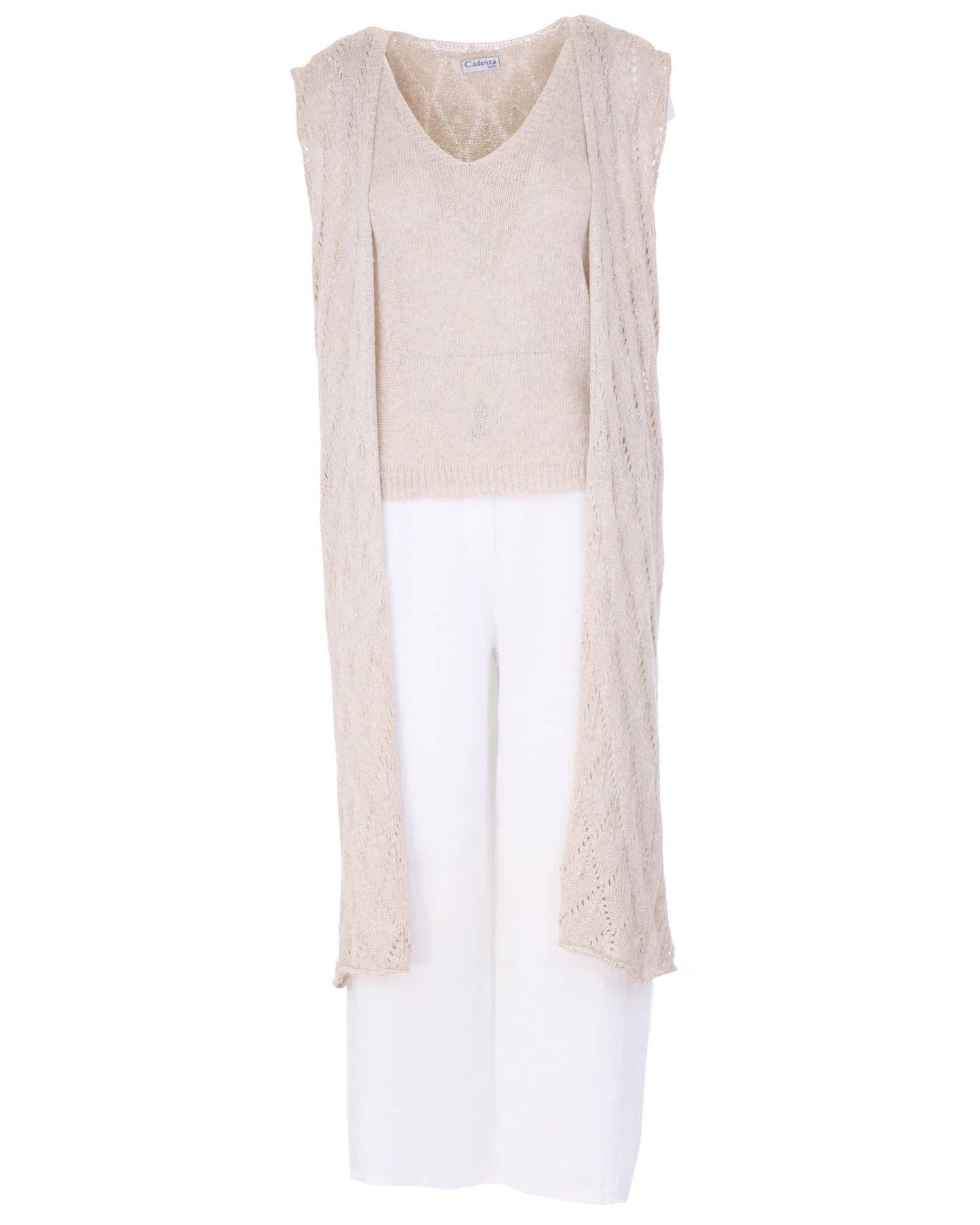 Cadenza Wide Straight Leg Linen Trousers: One Size