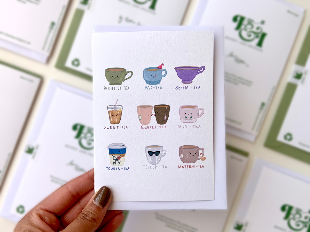 Honey & Incense - Types of Tea - Puns Card | Cafe De Pun