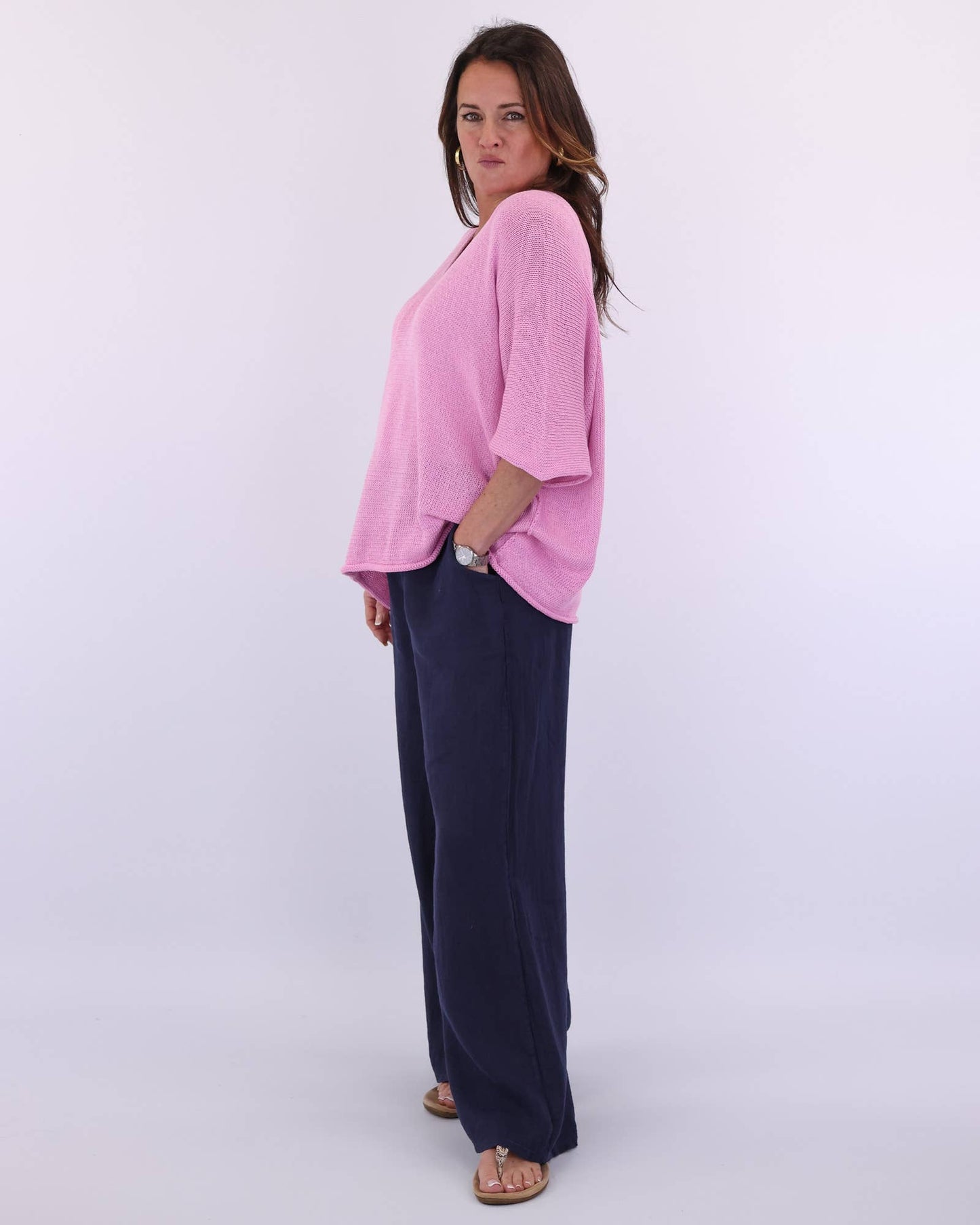 Cadenza Italy Ltd - Cotton Blend V Neck Tunic Top