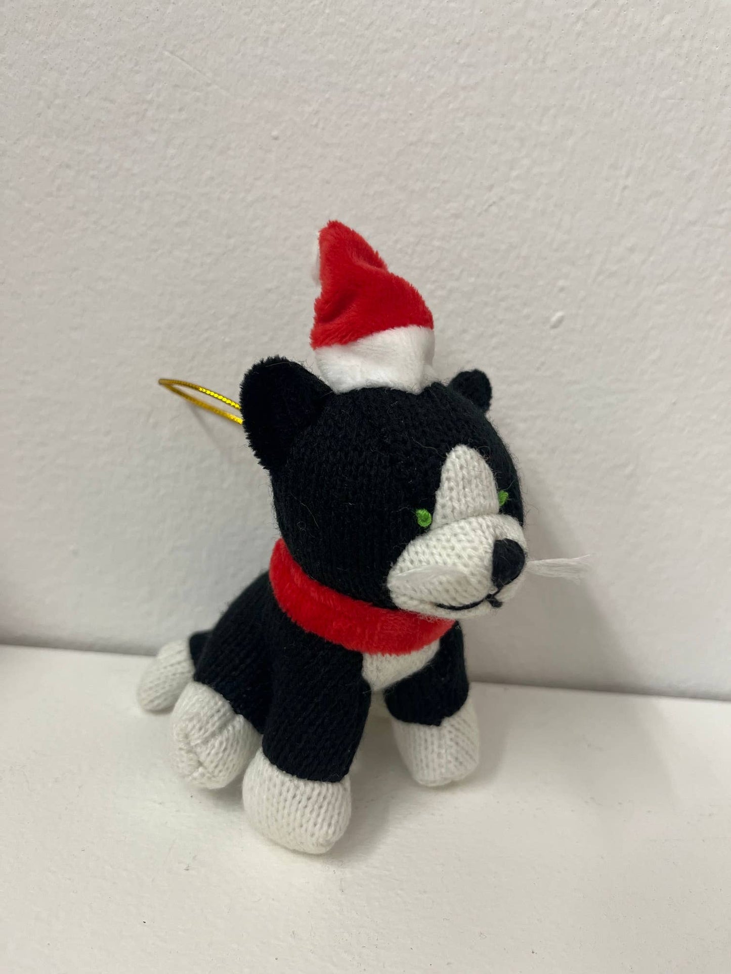 Black Cat Christmas Decoration, Knitted Cat Hanging Decor