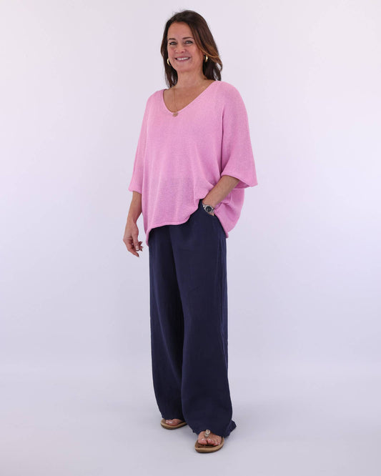 Cadenza Italy Ltd - Cotton Blend V Neck Tunic Top