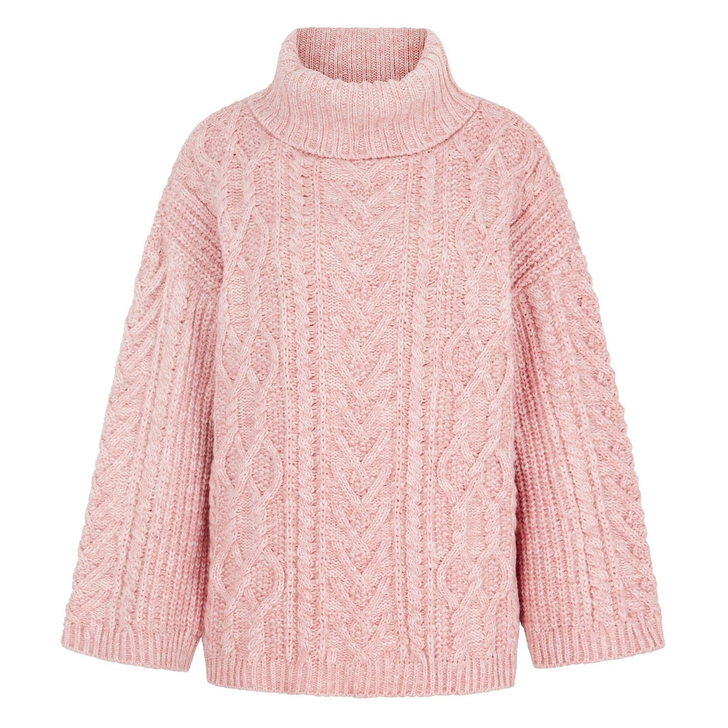 Cara & The Sky - Emily Cable Roll Neck Sweater - Dusky Pink