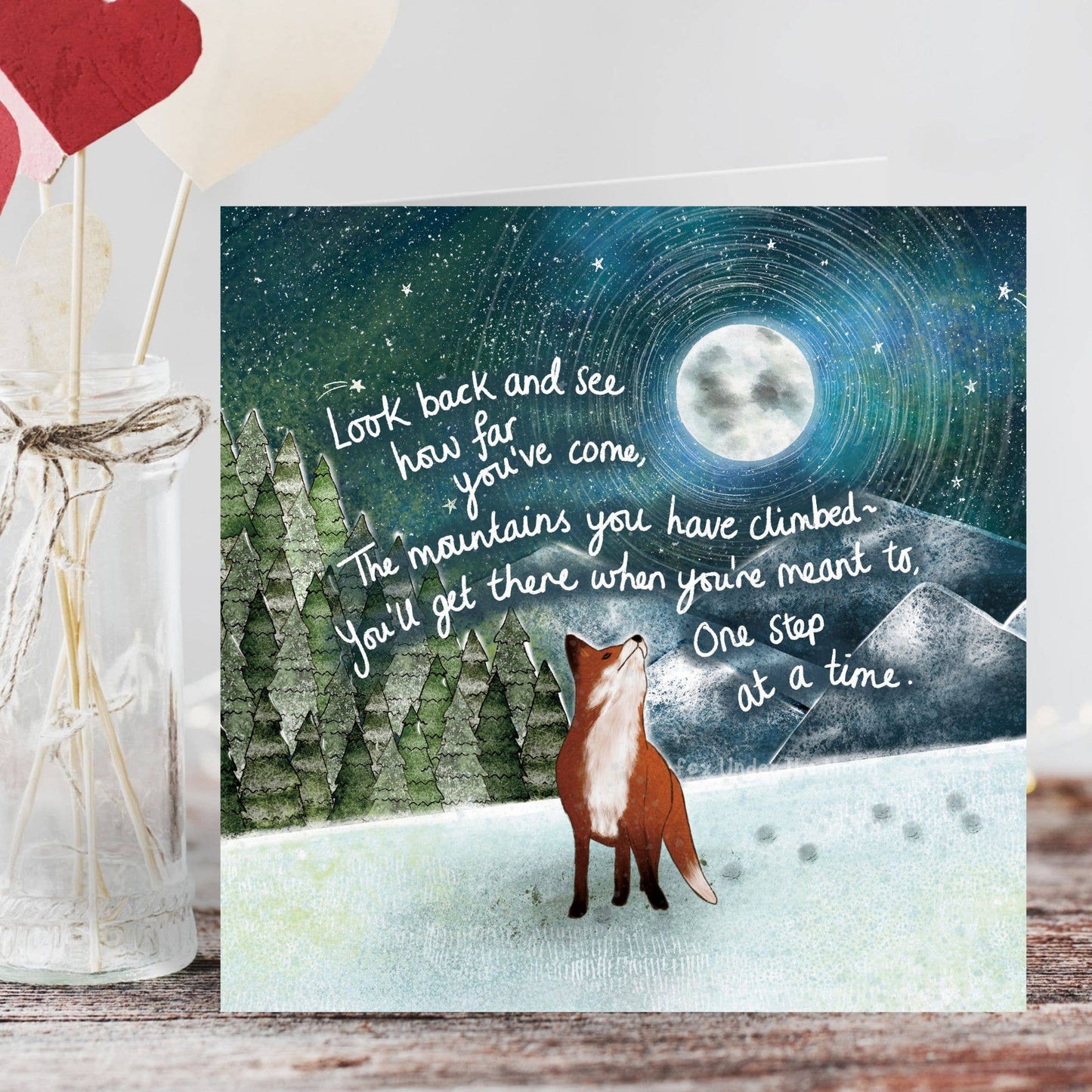 'Mountains' - Foiled Greeting Card by Fox Under The Moon