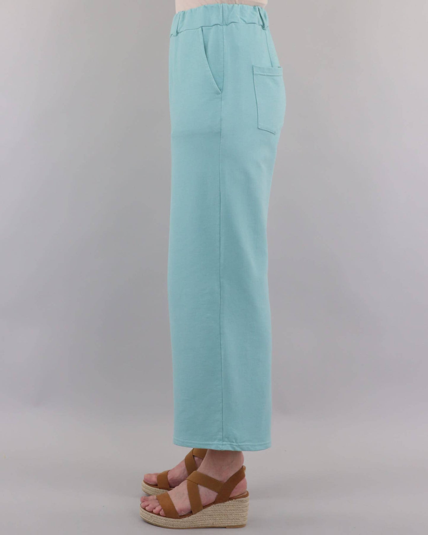 Cadenza Wide Leg Cotton Jersey Trousers: Pink Peppercorn / Small