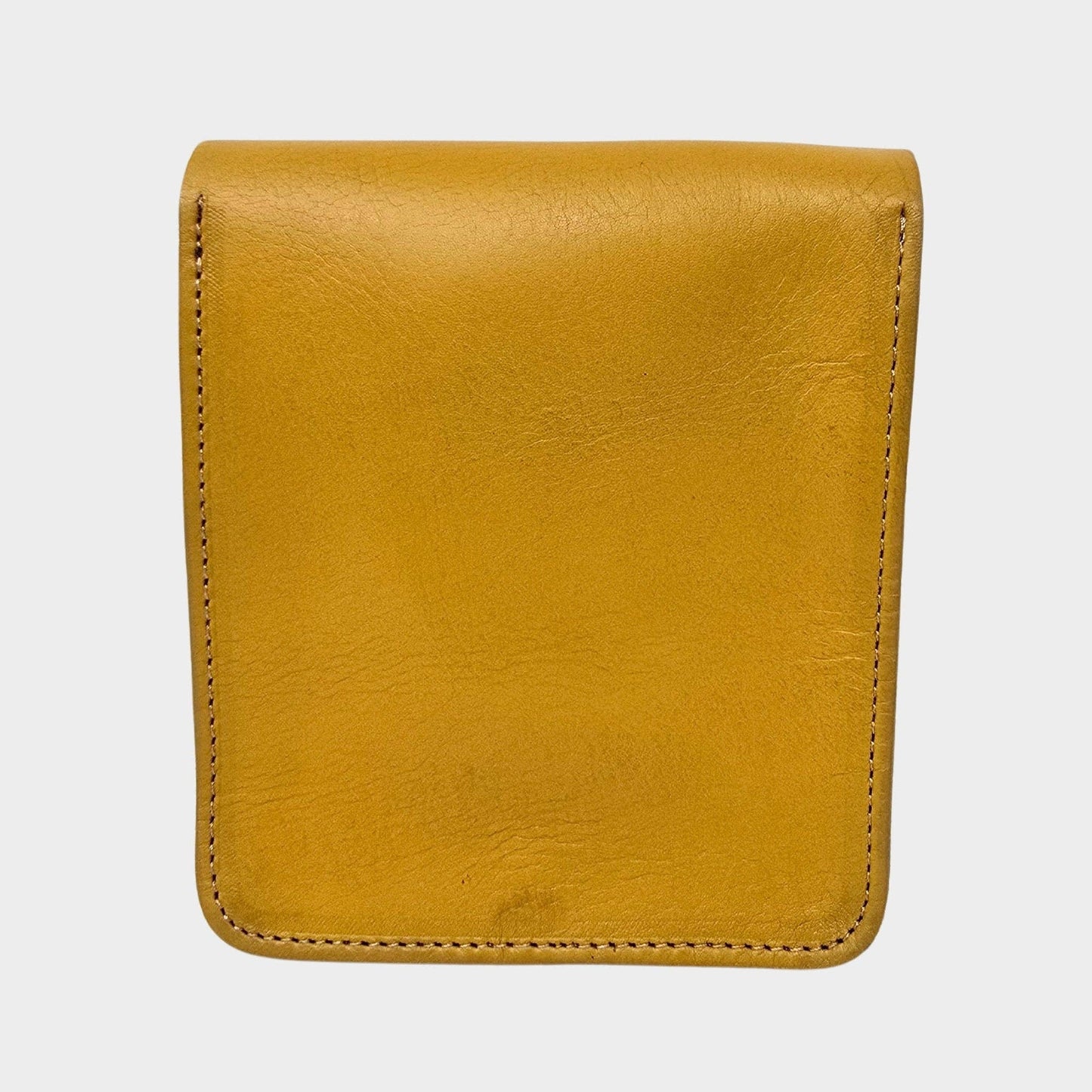 Yellow Small Leather Crossbody Bag with Pop Closure