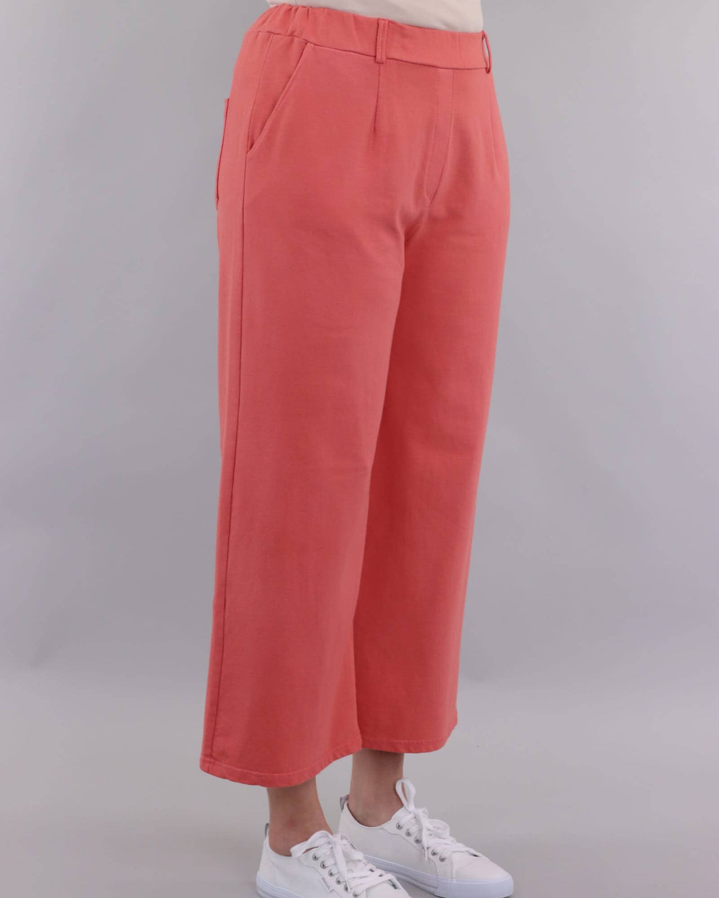 Cadenza Wide Leg Cotton Jersey Trousers: Pink Peppercorn / Small