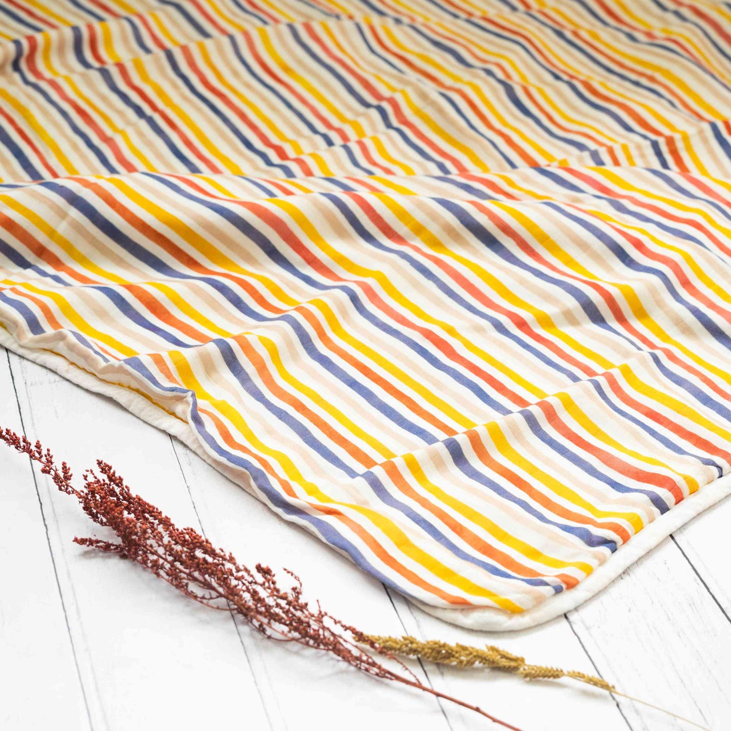 Beach Born Salcombe Ltd - Rainbow Stripe Muslin Blanket