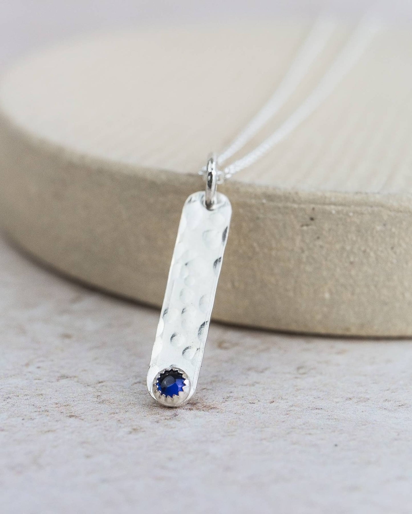 Lucy Kemp - Sterling Silver Small Drop Gemstone Pendant