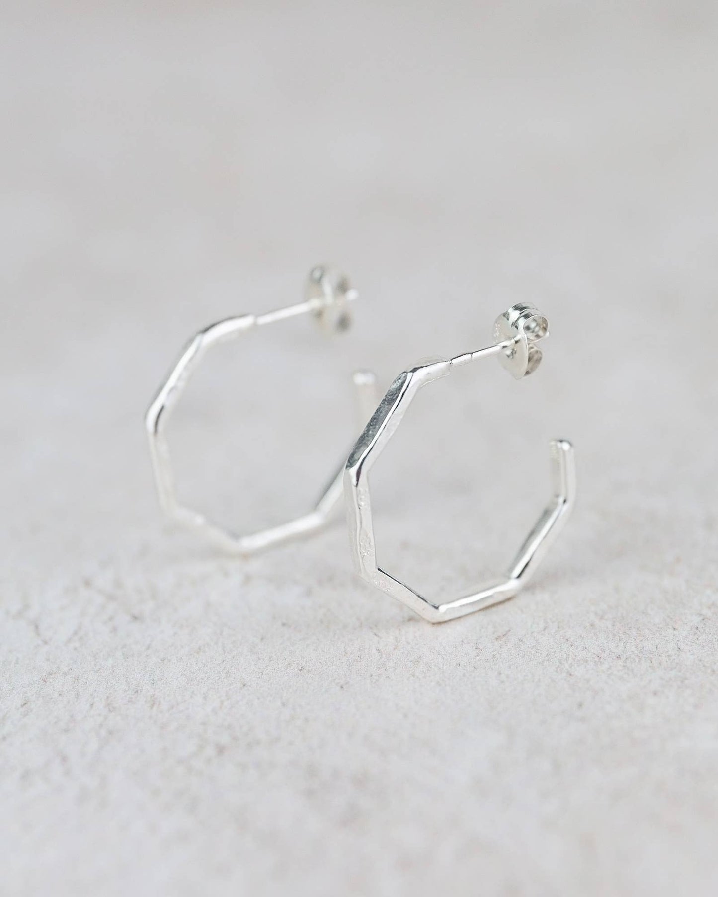 Lucy Kemp Jewellery - Sterling Silver Everyday Octagon Hoops