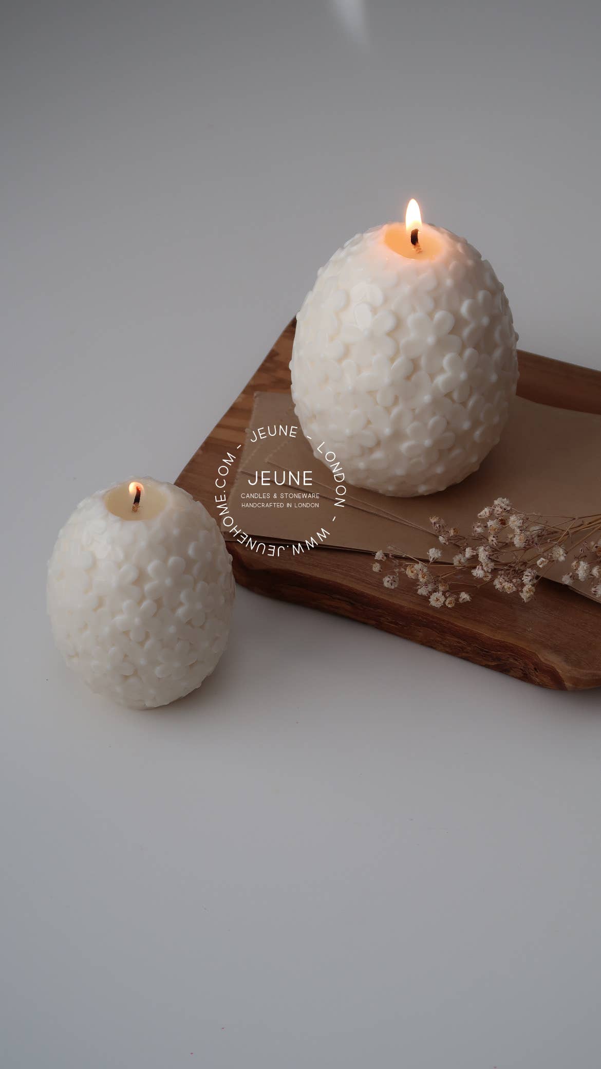 Jeune Home - Easter egg with carved flowers candle