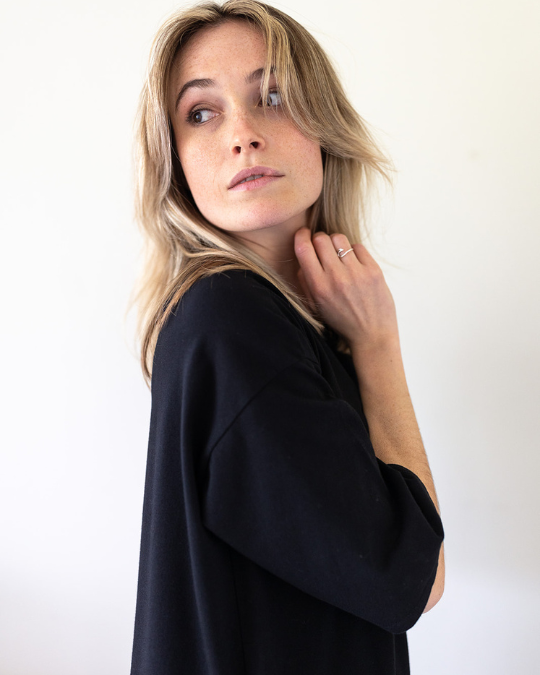 Ivy Megan Organic Cotton Black Midi Dress