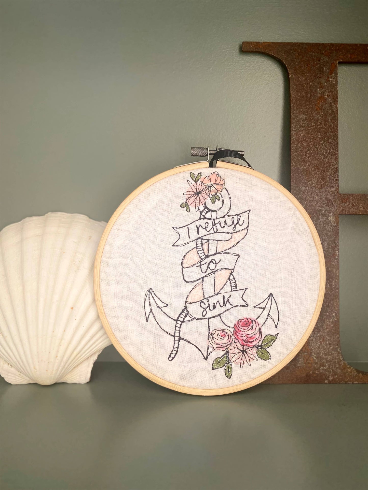 Girl Friday Embroidery - Refuse to sink hanging hoop