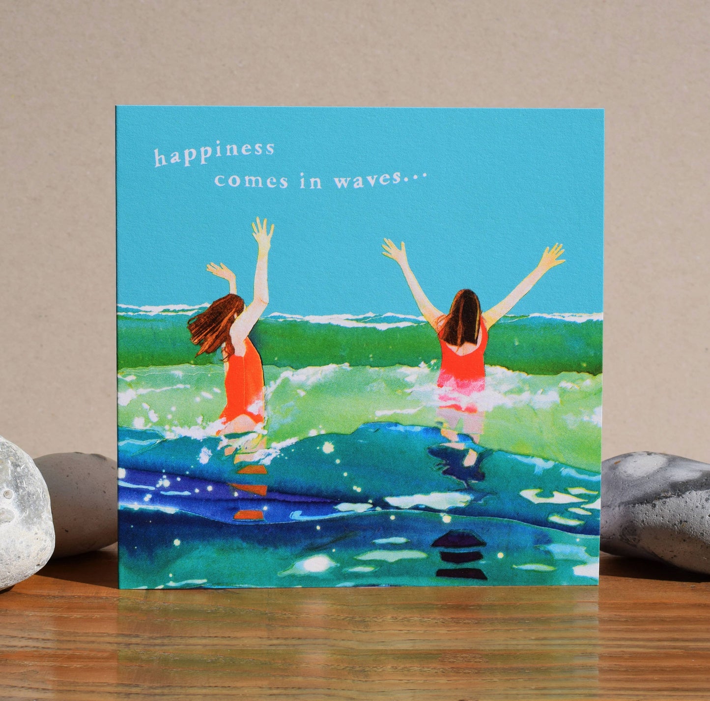 Windsock Press - Sea Swimming/Wild Swimming Card (happiness comes in waves)