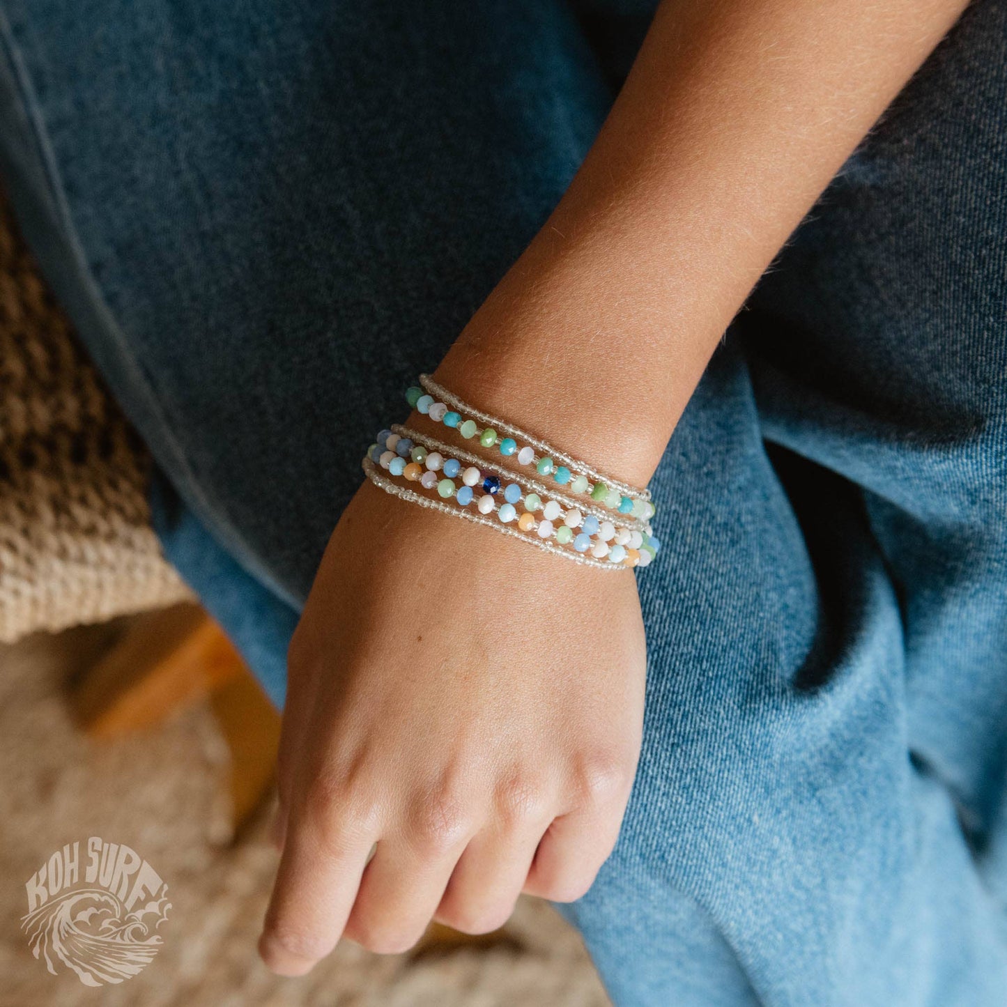 Pineapple Island -  Kanawa Beach Beaded Bracelet, Surf Bracelet by Koh Surf : Aqua PAL-146