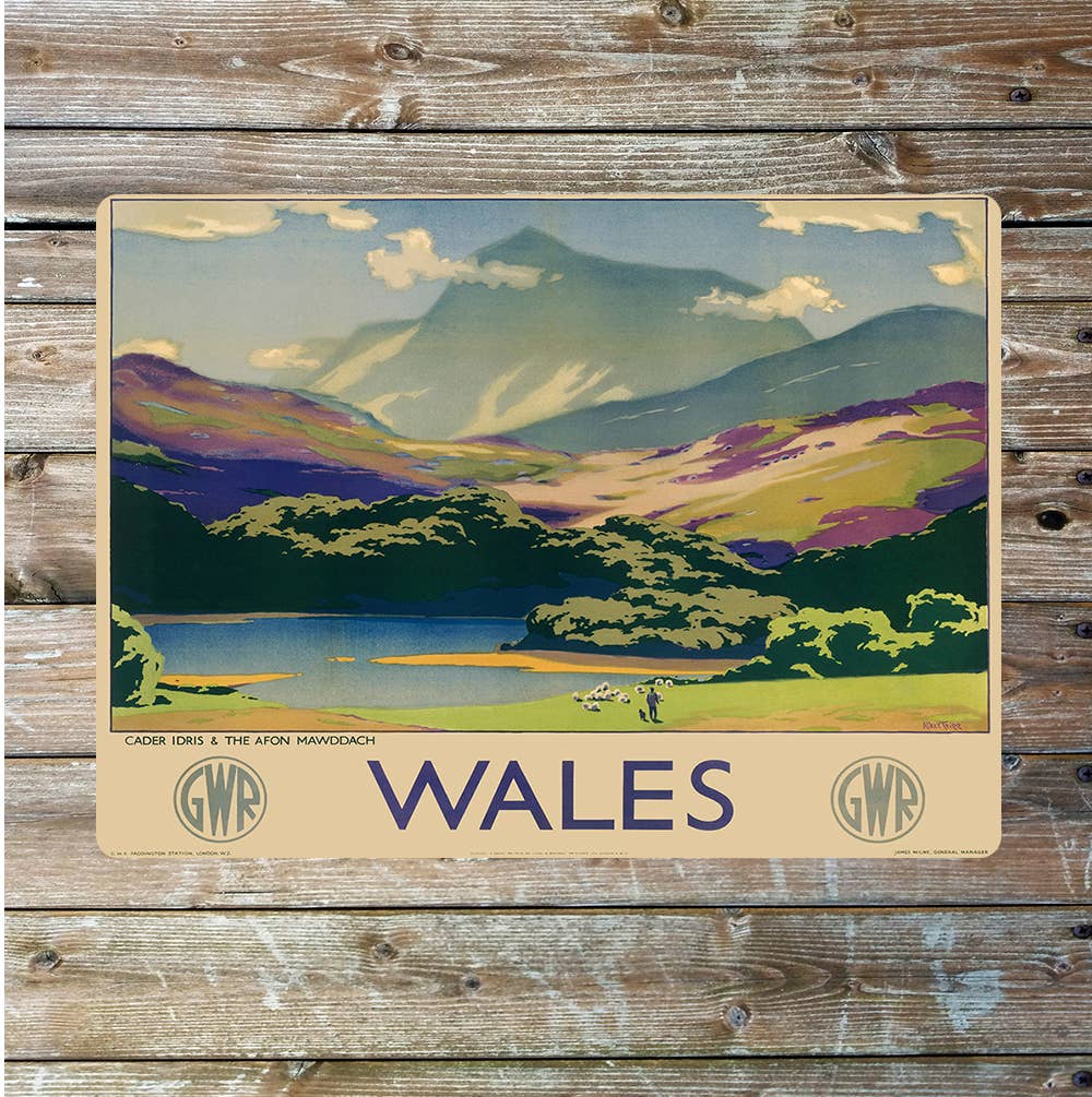 Vintage Wales Travel print Metal Sign Plaque