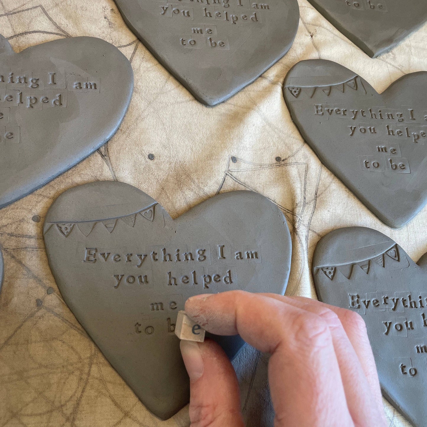 Handmade Ceramic Heart Imprinted Welsh Gift