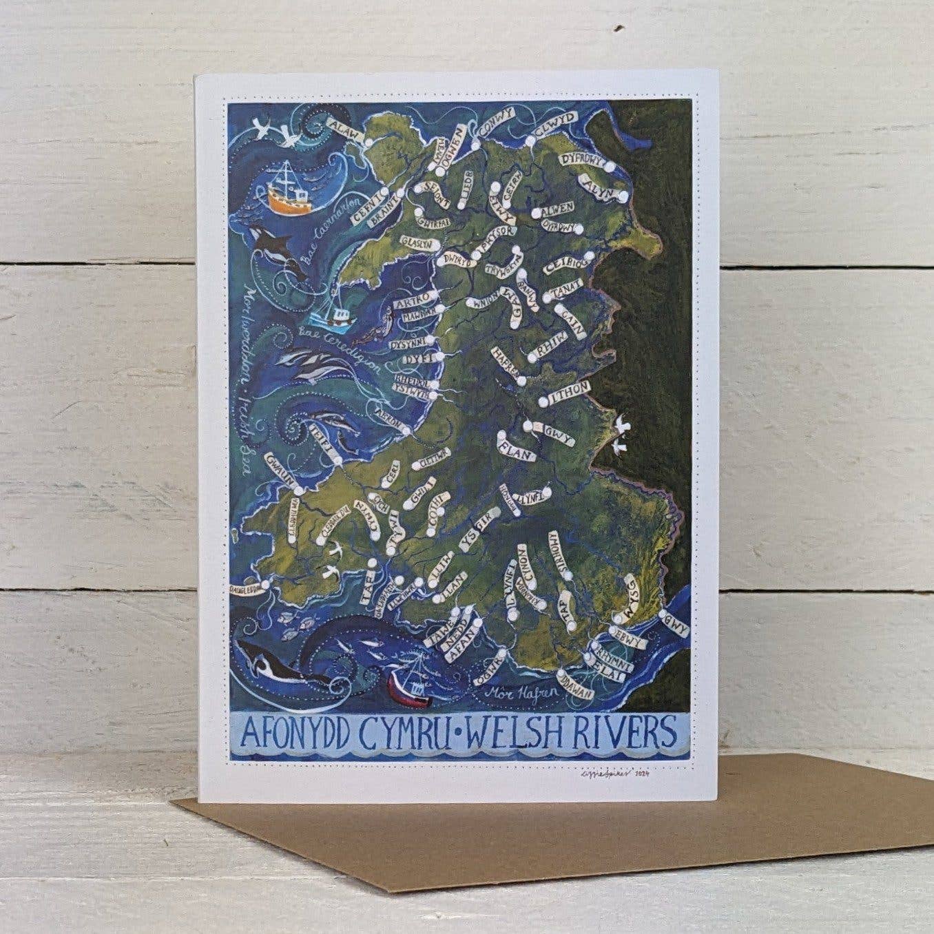 Driftwood Designs -  Cymru - Welsh Rivers Large Greetings Card