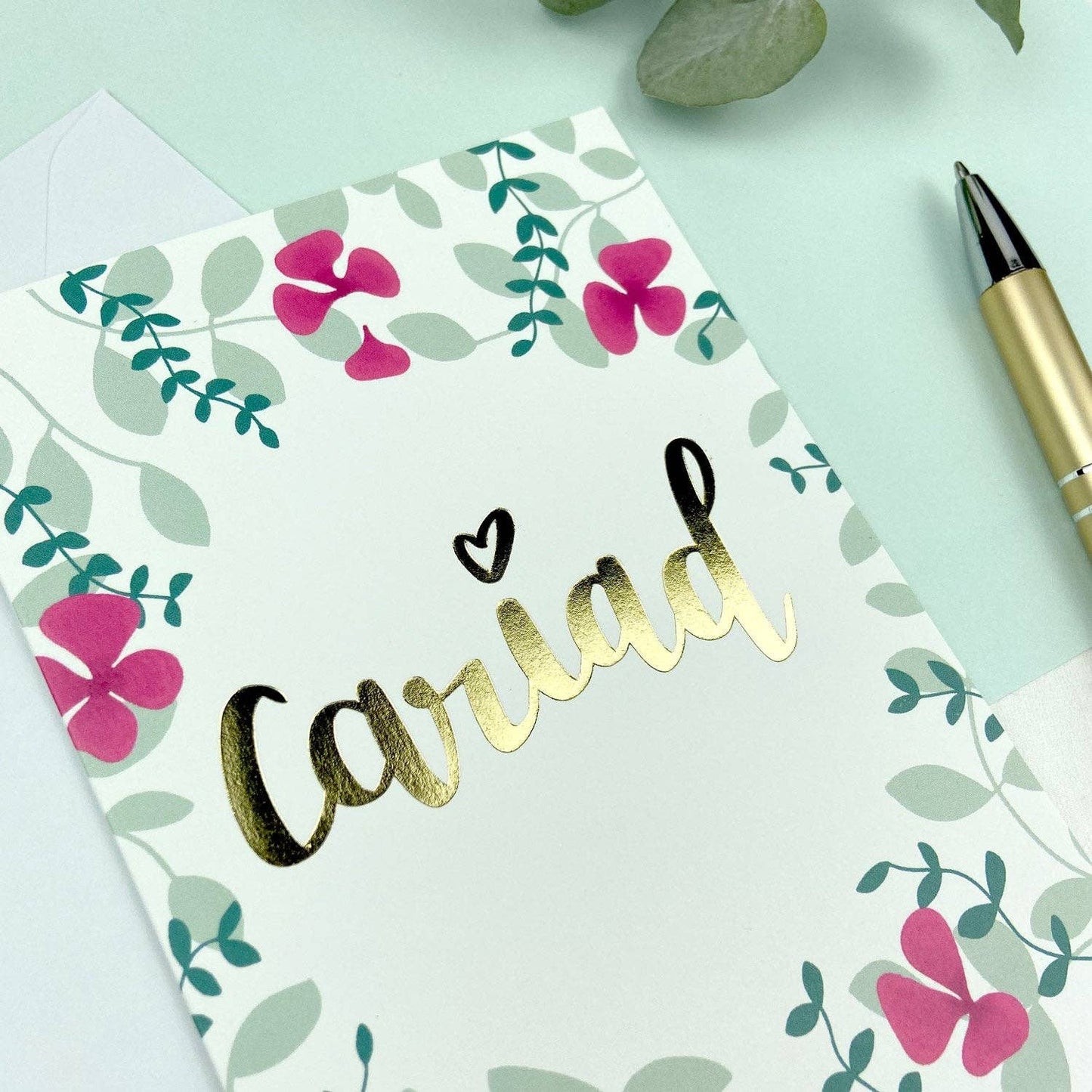 Draenog Cariad - Welsh gold foil love card
