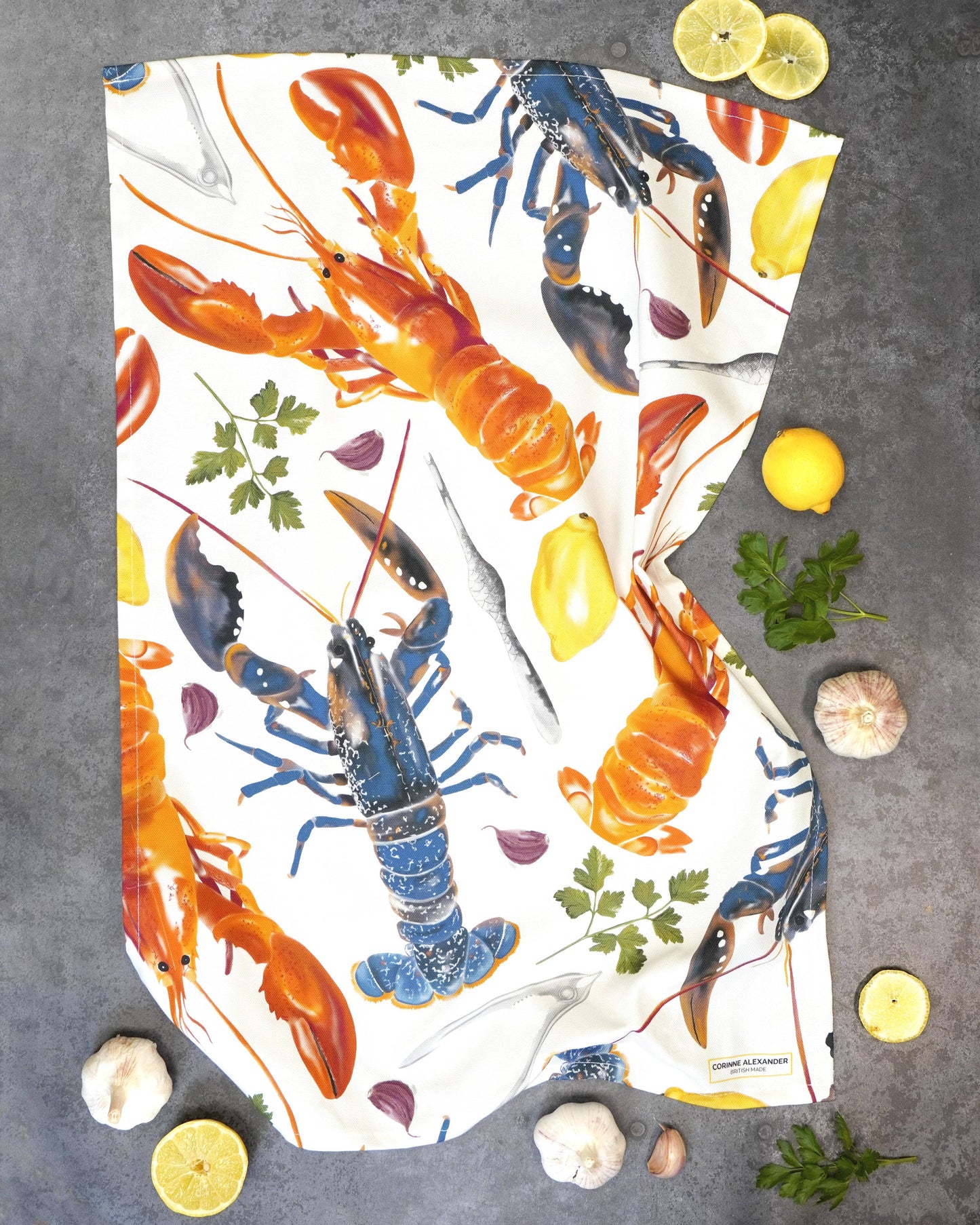 Lobster Tea Towel - British - 100% Cotton - Seaside