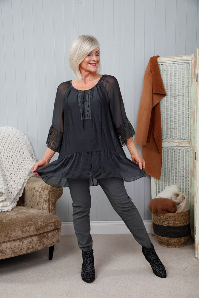 Goose Island Silk Lace Flute Blouse