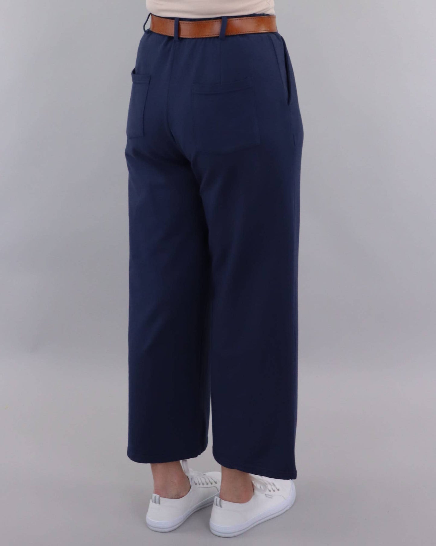 Cadenza Wide Leg Cotton Jersey Trousers: Pink Peppercorn / Small