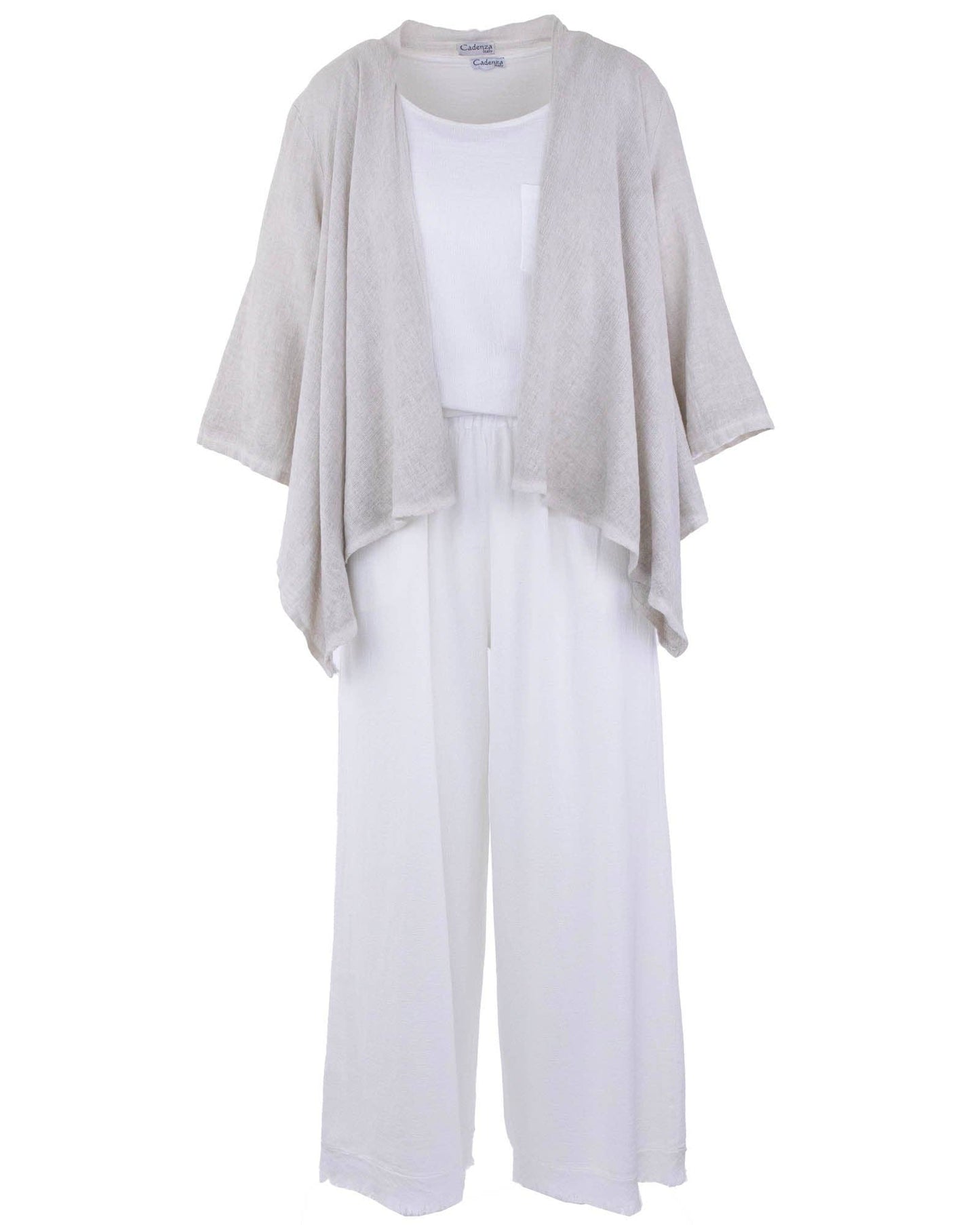 Cadenza Linen and Cotton Blend Trousers: One Size