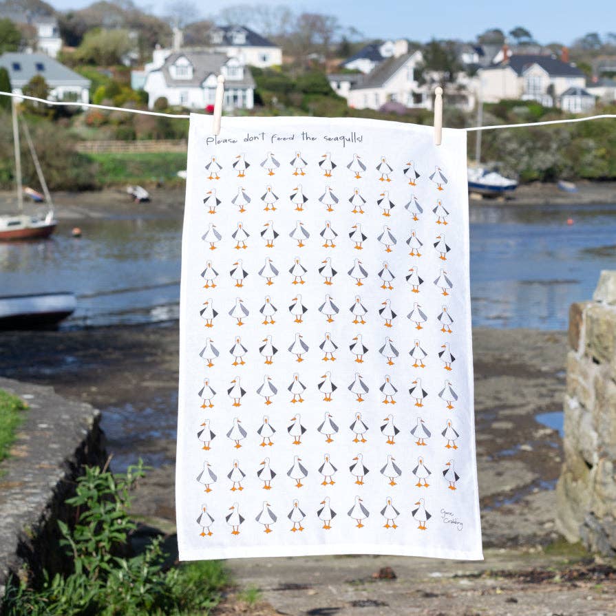 Gone Crabbing - Please Don't Feed The Seagulls Tea Towel