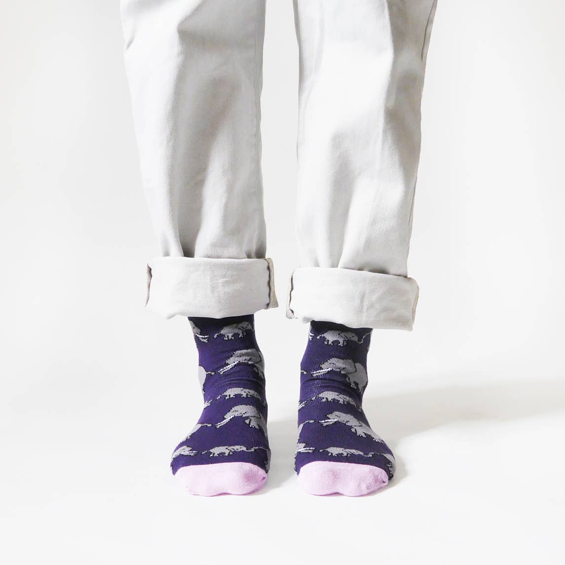 Bare Kind - Elephant Socks | Bamboo Socks | Purple Socks: UK Adult 7-11 / Single Pair / Elephants