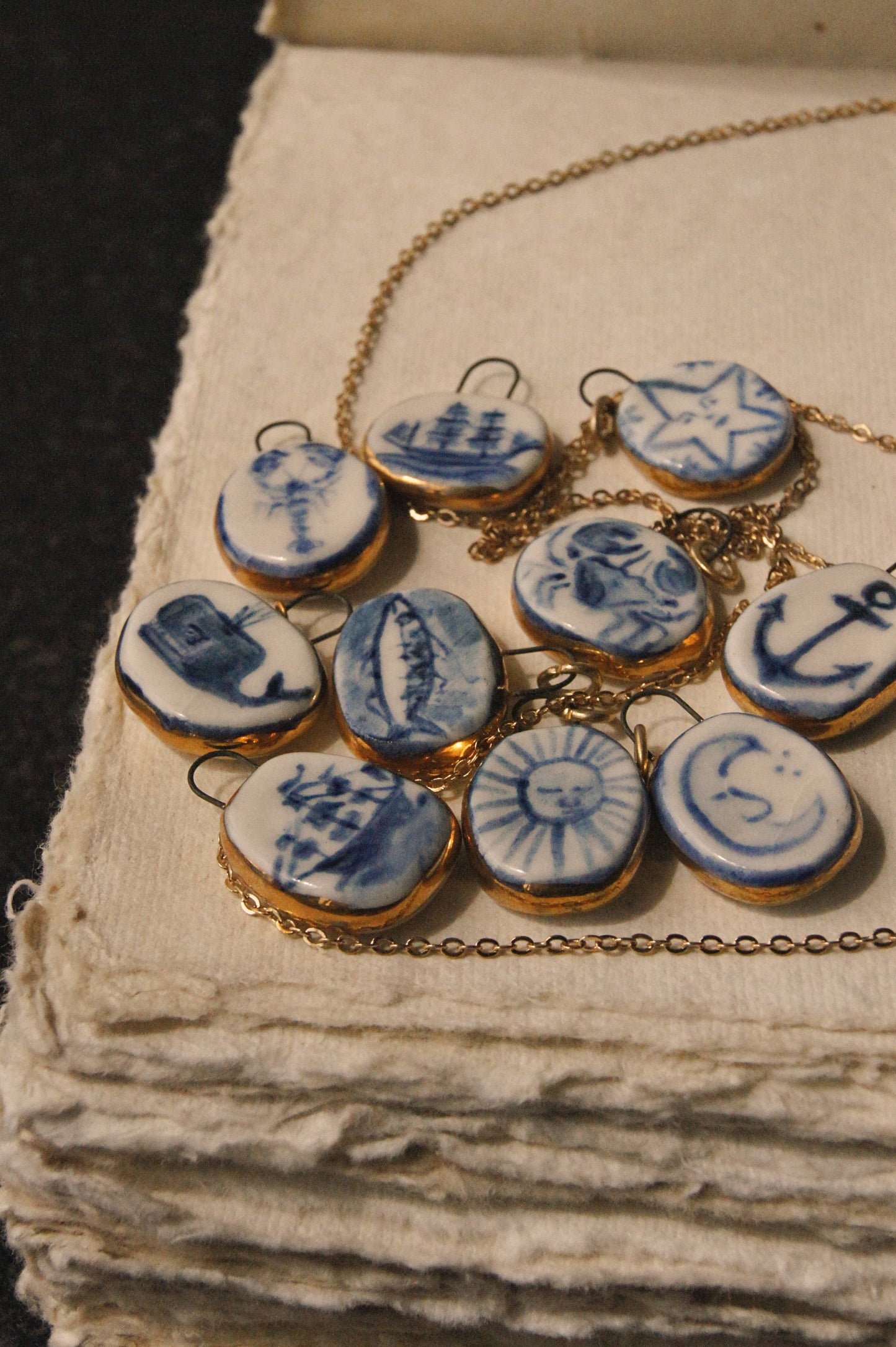 Porcelain Sun Pendant with 24 karat Gold Lustre