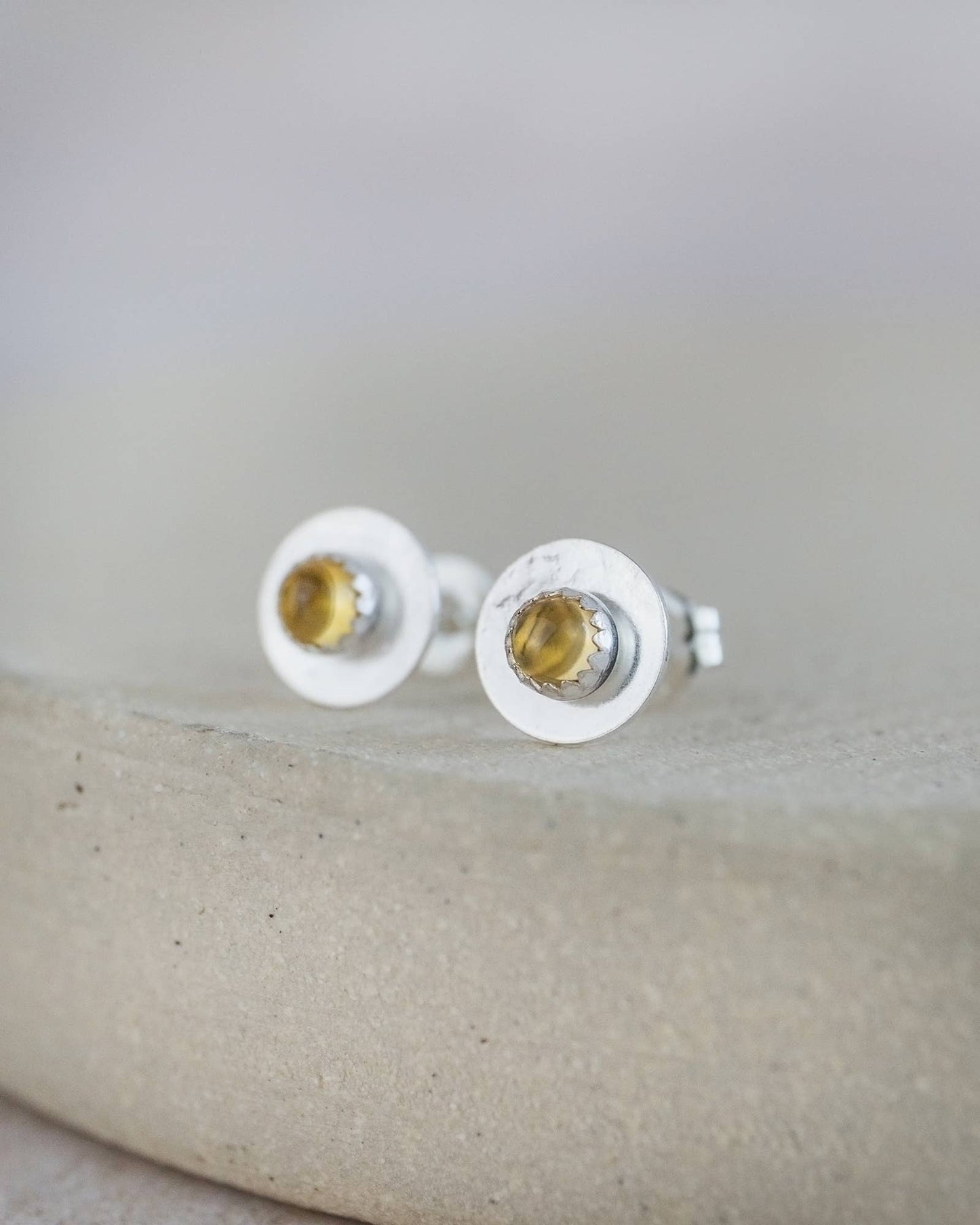 Lucy Kemp Jewellery - Sterling Silver Birthstone Disc Studs