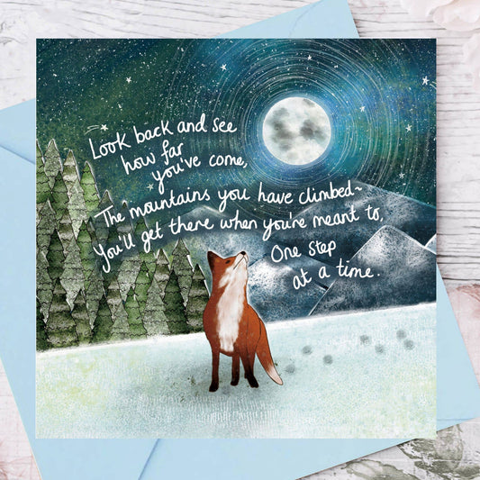 'Mountains' - Foiled Greeting Card by Fox Under The Moon