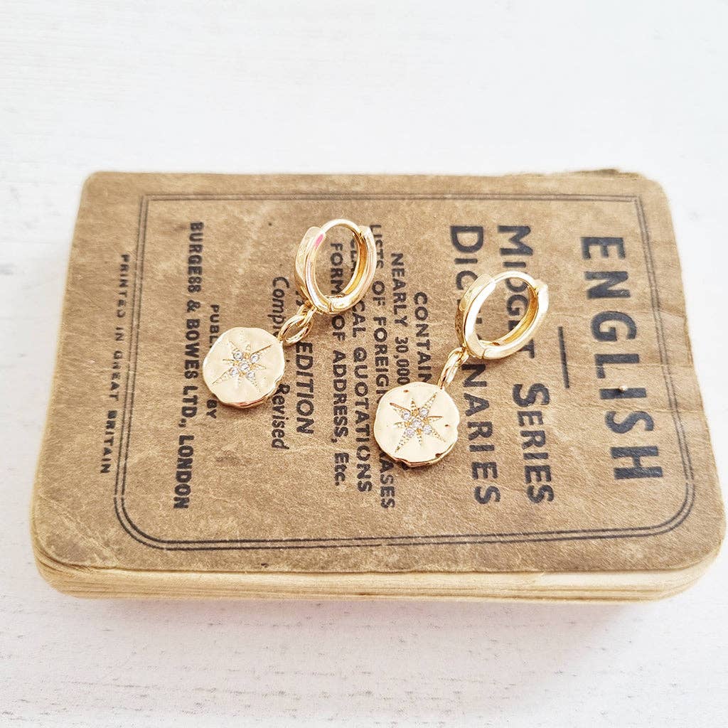 Crystal North Star Gold Earrings in a Bottle - 800