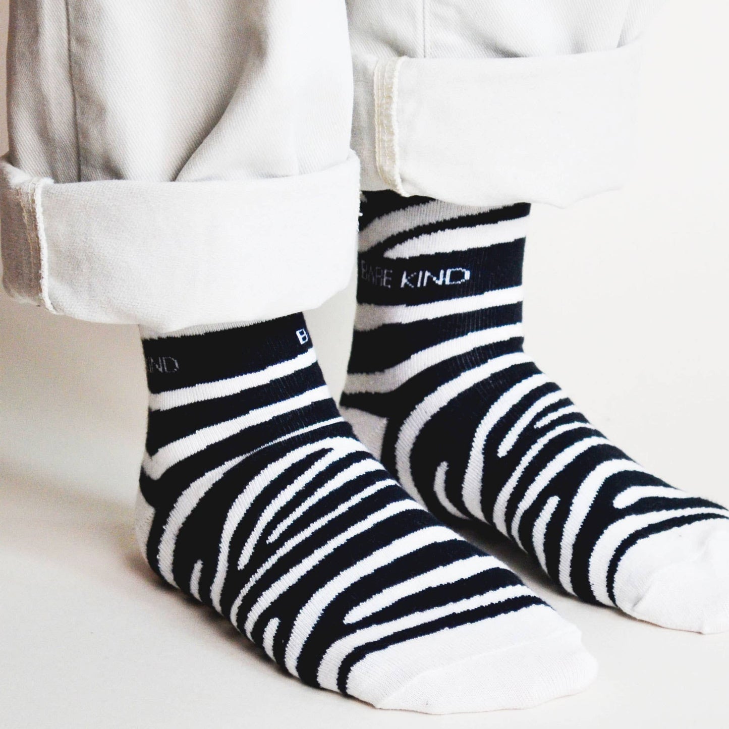 Bare Kind - Zebra Print Socks | Bamboo Socks | Black Socks: UK Adult 4-7 / Single Pair