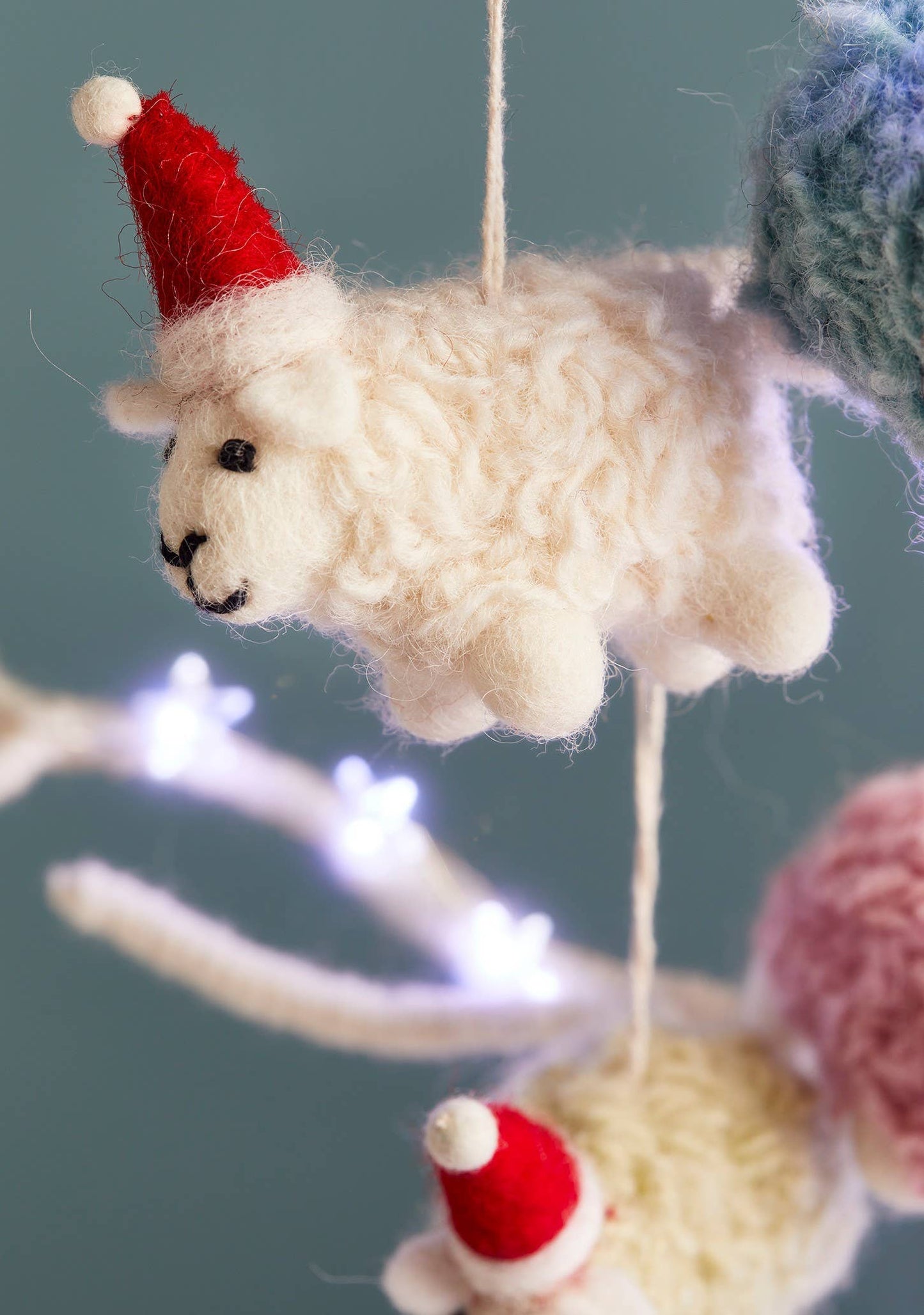 Namaste - Woolly Felt Sheep in Santa Hat