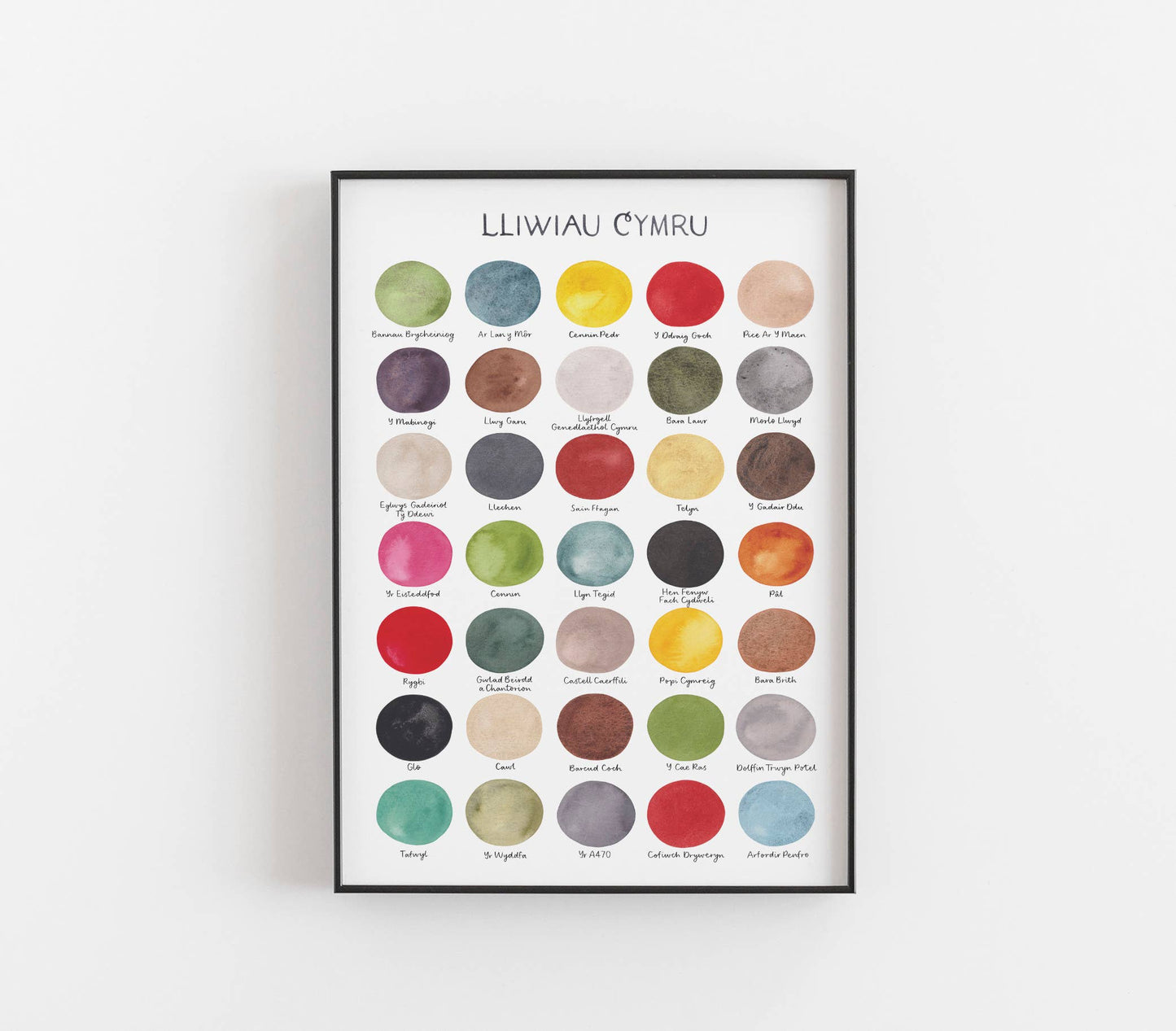 Welsh Colours Art Print - Lliwiau Cymru (Unframed): A3