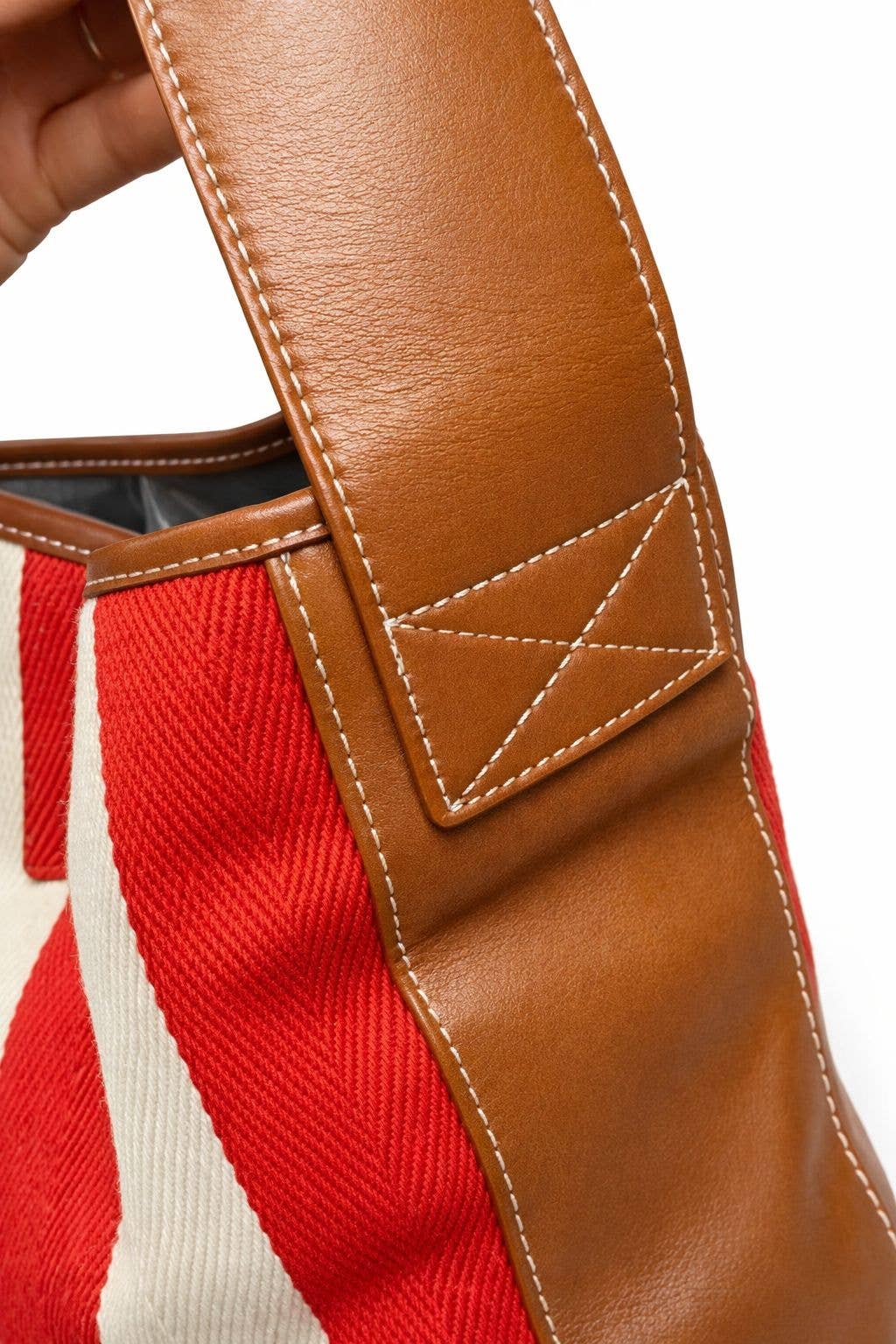 Tokeii Ltd - Canvas & Leather Stripe Tote Bag