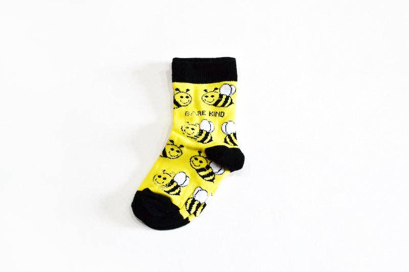 Bare Kind - Bee Socks | Child Bamboo Socks | Yellow Socks: Single Pair / Bees / Age 9-12yrs | UK Size Kids 12-3
