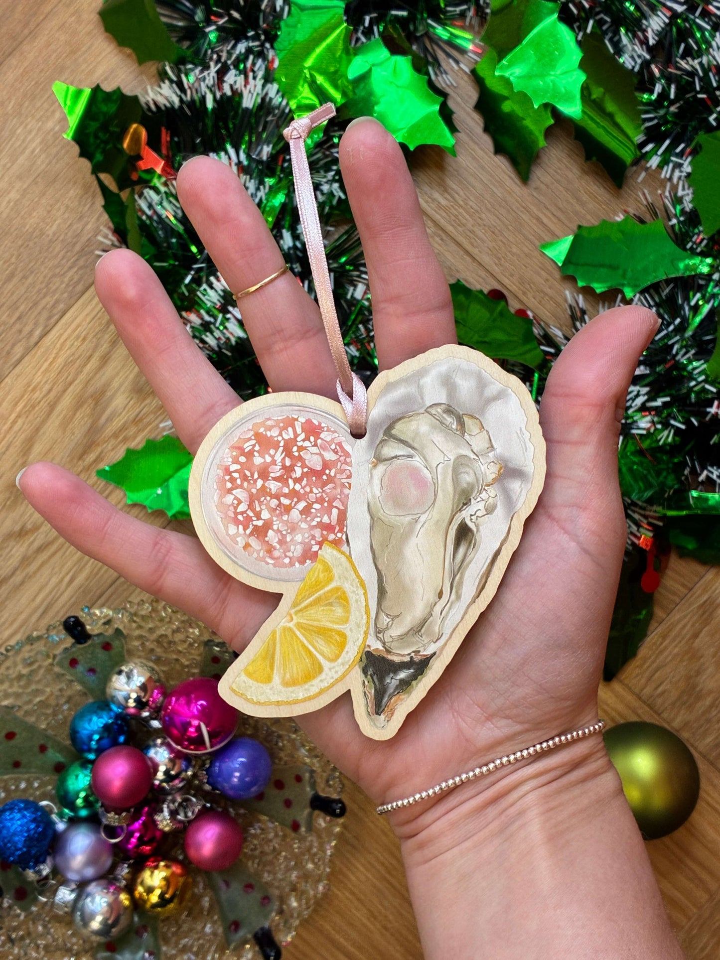 Oyster Wooden Christmas Tree Decoration | Handmade in UK