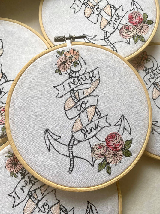 Girl Friday Embroidery - Refuse to sink hanging hoop