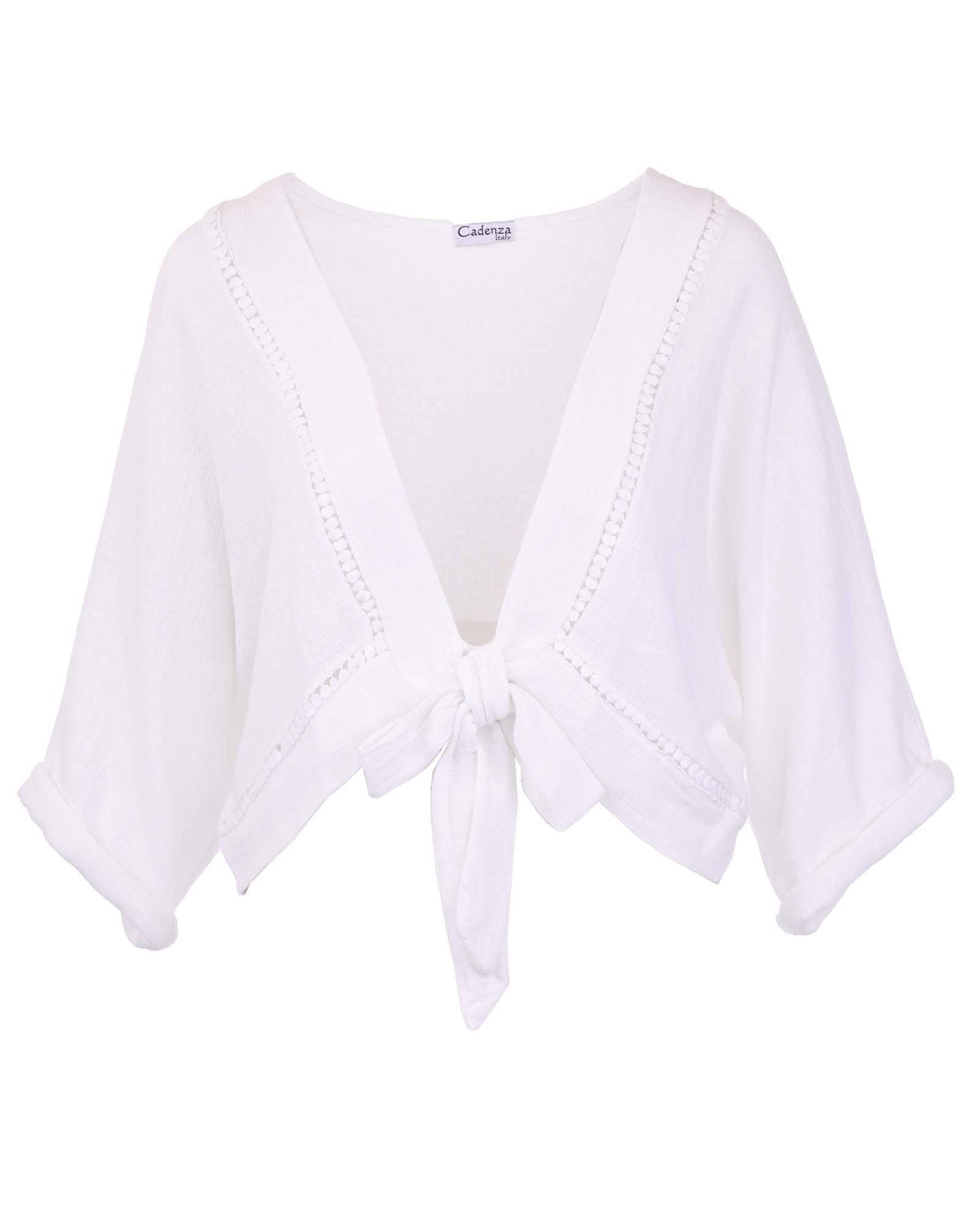 Cadenza Italy Ltd - Linen and Cotton Blend Tie Front Jacket