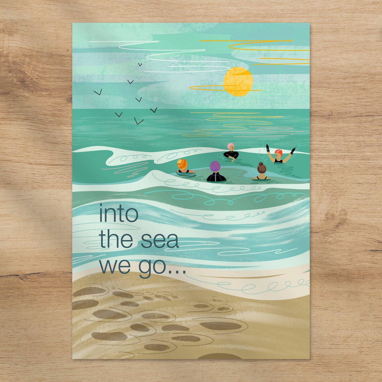 Onneke - Into the sea we go... greeting card wild swimming sea